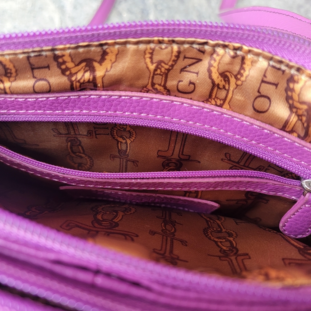 Tignanello Geniune Leather Fully Lined Purple Shoulder Bag - Picture 10 of 12